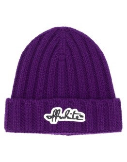 logo patch knitted beanie
