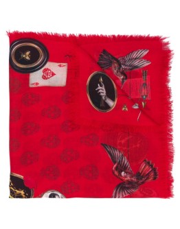 queen of hearts skull print scarf