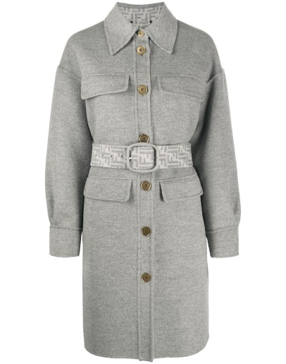 FF-motif single-breasted coat