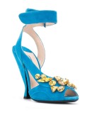 crystal-embellished peep toe sandals