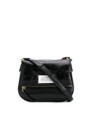 calf leather logo plaque bag