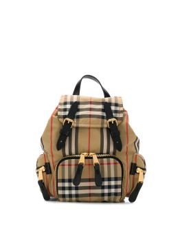 small check-print backpack