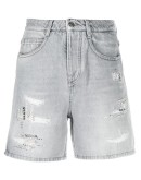 crystal-embellished high-rise denim shorts
