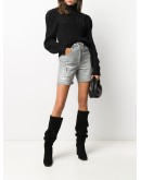 crystal-embellished high-rise denim shorts