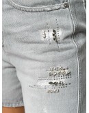 crystal-embellished high-rise denim shorts