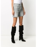 crystal-embellished high-rise denim shorts