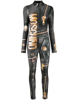 zip print jumpsuit