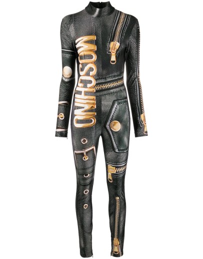 zip print jumpsuit