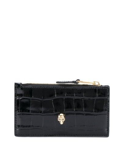 Skull flat zip purse
