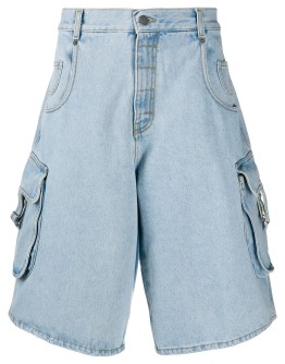 knee-length denim shorts