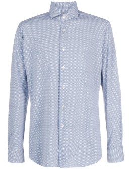 cutaway collar printed shirt