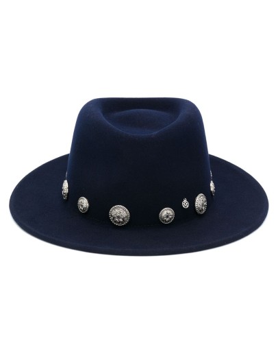 coin-embellished fedora hat