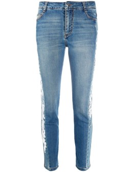 lace-side cropped skinny jeans