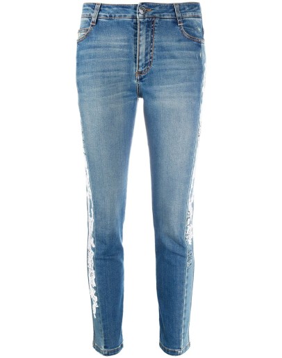 lace-side cropped skinny jeans