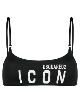 logo-print bikini top