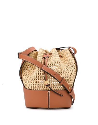 Balloon drawstring-fastening bucket bag