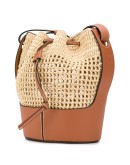 Balloon drawstring-fastening bucket bag