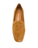 embossed-logo suede loafers
