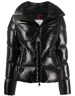 logo-patch short puffer jacket