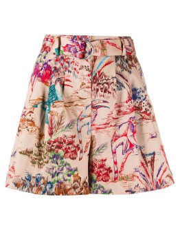graphic-print belted shorts