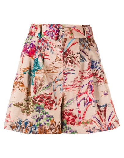 graphic-print belted shorts