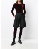 long-sleeved velvet bodysuit