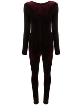 long-sleeved velvet bodysuit
