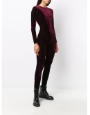 long-sleeved velvet bodysuit