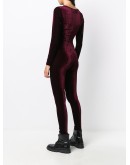long-sleeved velvet bodysuit