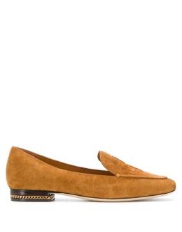 Ruby embossed logo suede loafers
