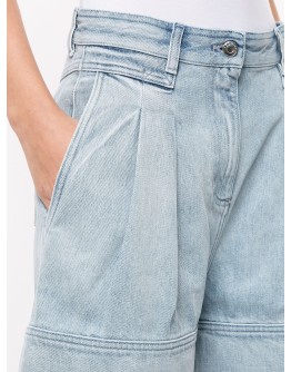 wide-leg denim shorts