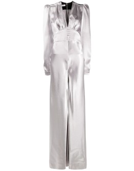 flared satin jumpsuit
