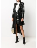 stapled leather mini skirt