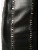 stapled leather mini skirt