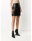 stapled leather mini skirt