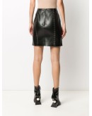stapled leather mini skirt
