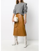 faux leather midi skirt