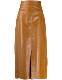 faux leather midi skirt
