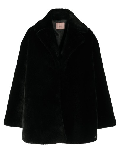 faux fur single-breasted coat