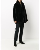 faux fur single-breasted coat