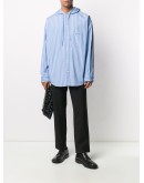 pinstriped hooded cocoon shirt