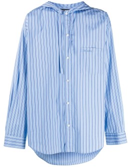 pinstriped hooded cocoon shirt