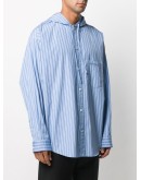 pinstriped hooded cocoon shirt