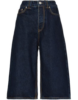 knee-length denim shorts