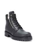 embossed logo combat boots