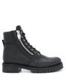 embossed logo combat boots