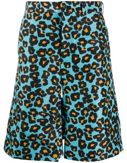 leopard print knee-length shorts
