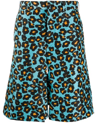 leopard print knee-length shorts