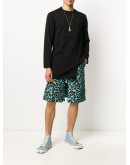 leopard print knee-length shorts