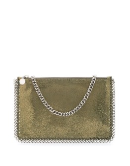green metallic chain-link bag